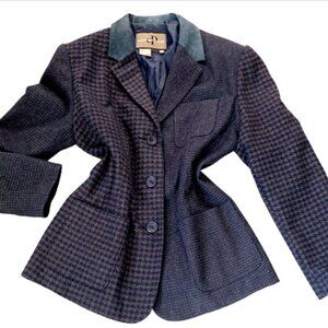 Vintage Campton Place Mixed Plaids Wool Suede Blazer Sz M 87D